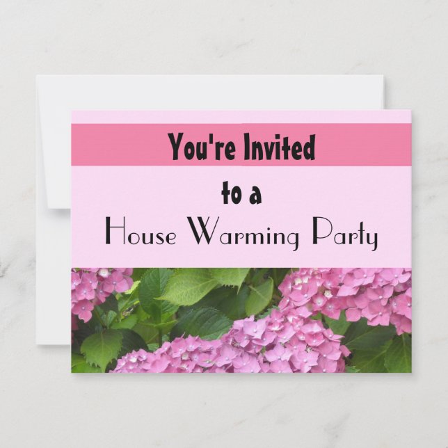 Pink Hydrangea House Warming Party Invitation (Front)