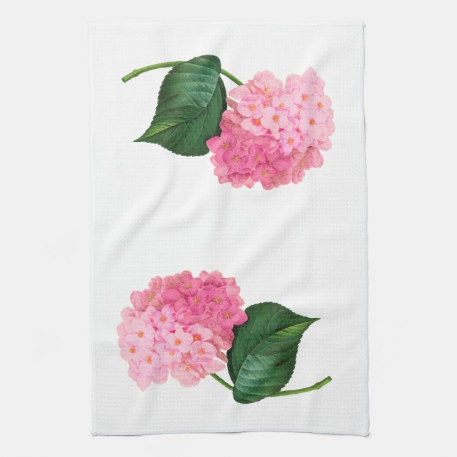 Pink Hydrangea Kitchen Towel (Vertical)