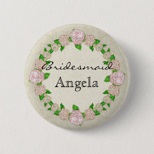 Pink Hydrangea Lace Floral Formal Bridesmaid Badge