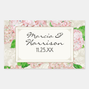 Pink Hydrangea Lace Floral Formal Elegant Weddings Rectangular Sticker