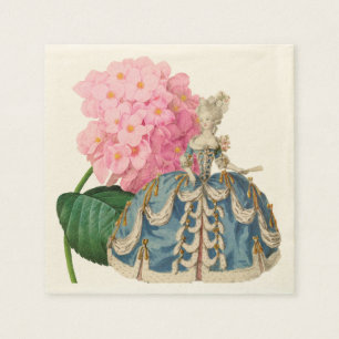 Pink Hydrangea Marie Antoinette Ecru Napkin