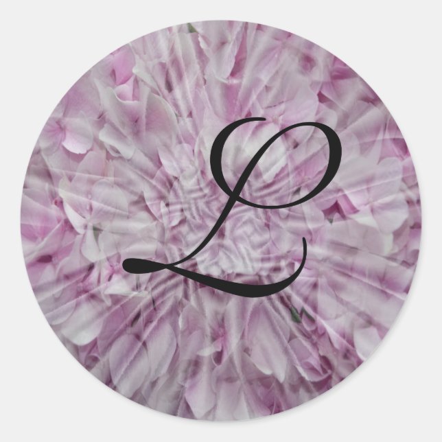 Pink Hydrangea Monogram Envelope Seals (Front)