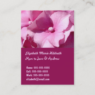 Pink Hydrangea - Mum calling cards template