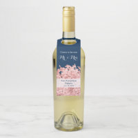 Pink Hydrangea on Navy Blue Personalised Wedding