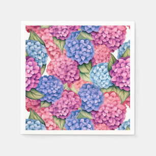 Pink Hydrangea Paper Napkin, Garden Wedding Shower Napkin
