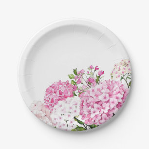 Pink Hydrangea Paper Plate