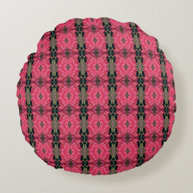 Pink Hydrangea Pattern Round Cushion (Front)