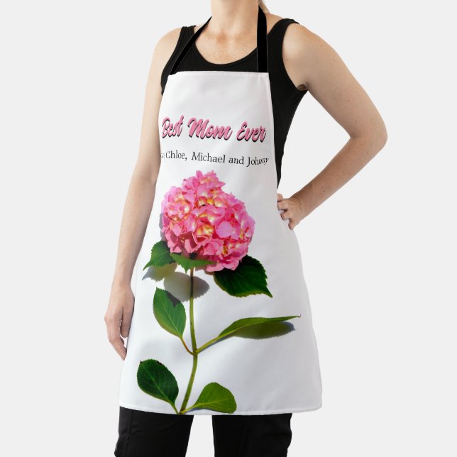 Pink hydrangea pink floral  best mum ever apron (Insitu)
