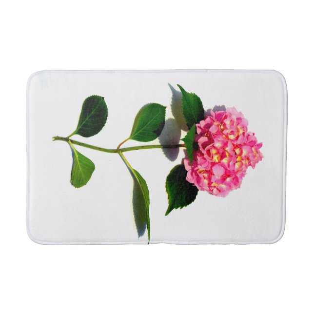 Pink hydrangea pink floral pink flower bath mat (Front)