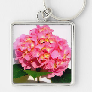 Pink hydrangea pink floral pink flower key ring