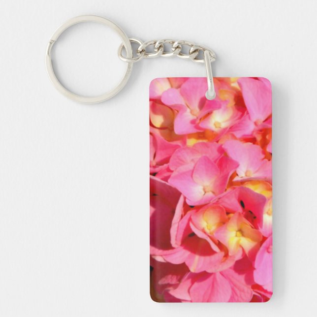 Pink Hydrangea pink floral pink flower Key Ring (Front)