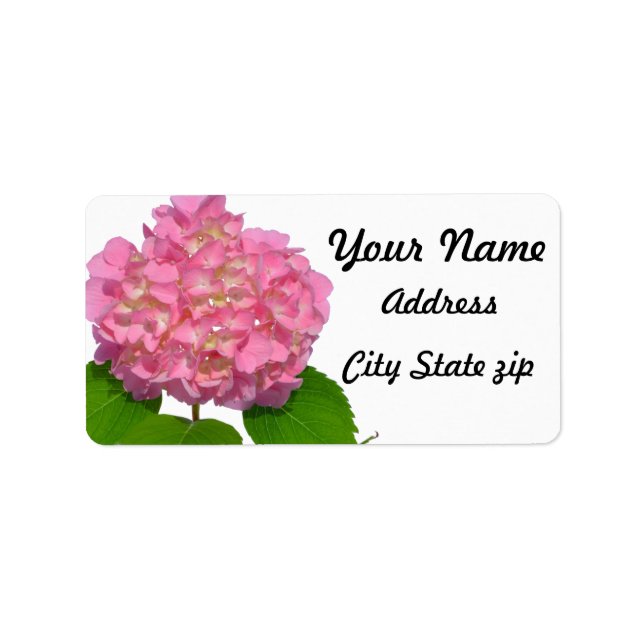 Pink hydrangea pink floral pink flower label (Front)