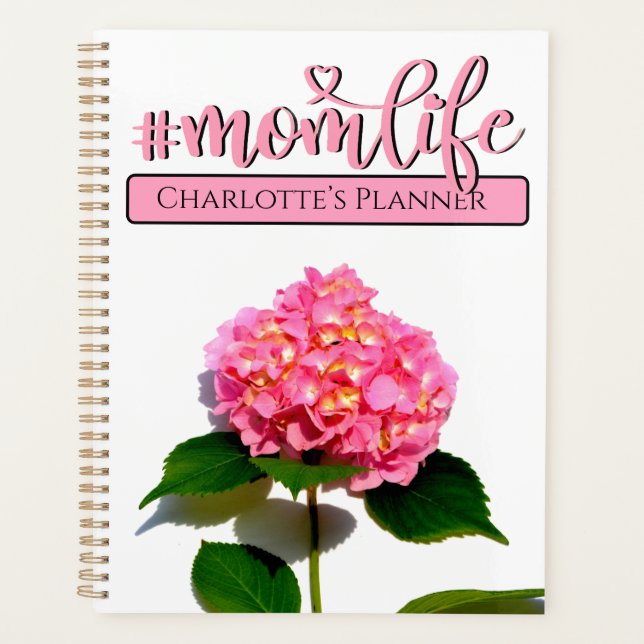 Pink hydrangea pink floral pink flower #momlife planner (Front)