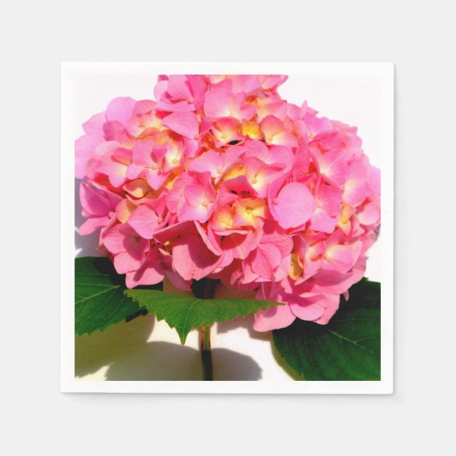 Pink hydrangea pink floral pink flower napkin (Front)