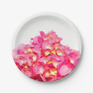 Pink hydrangea pink floral pink flower paper plate