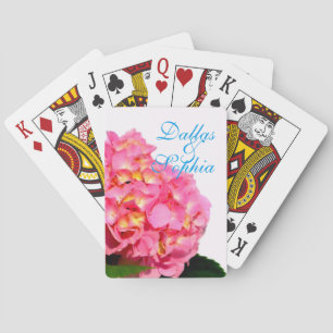 Pink Hydrangea pink floral pink flower Playing Cards