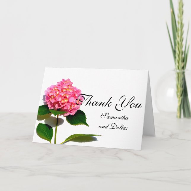 Pink Hydrangea pink floral pink flower Thank You Card (Front)