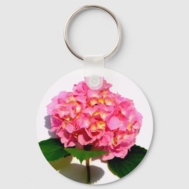 Pink Hydrangea pink flower pink floral Key Ring (Front)