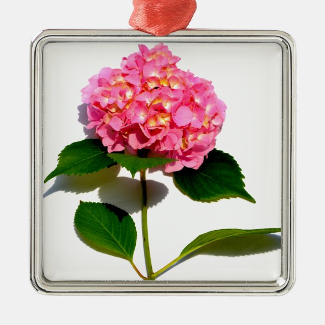 Pink hydrangea pink flower pink floral metal tree decoration (Front)