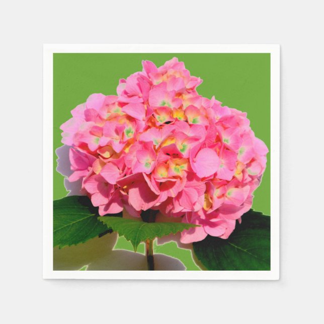 Pink Hydrangea pink flower pink floral Napkin (Front)