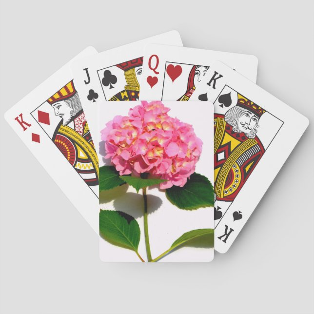 Pink hydrangea pink flower pink floral playing cards (Back)
