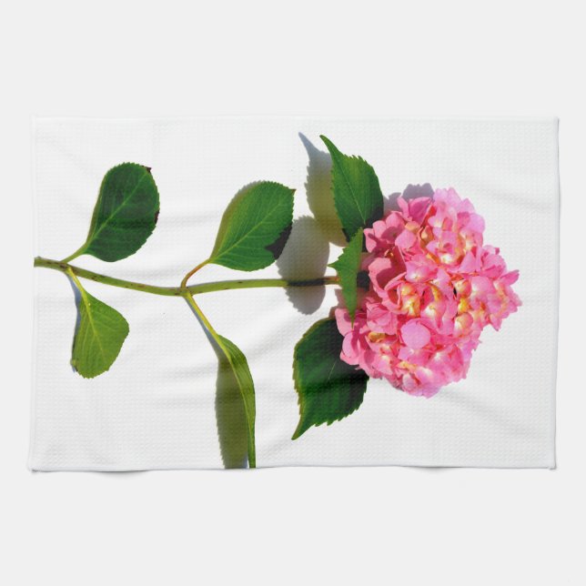 Pink hydrangea pink flower pink floral tea towel (Horizontal)