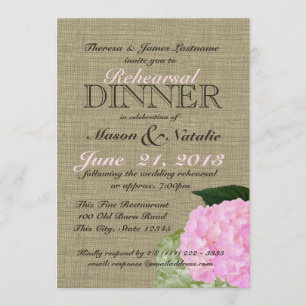 Pink Hydrangea Rehearsal Dinner 5x7 Invitation