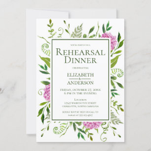 Pink Hydrangea Rehearsal Dinner Invitation