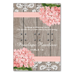Pink Hydrangea Ribbon DIY Tent Place Card
