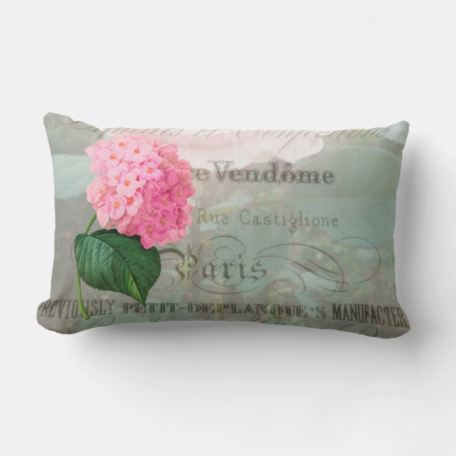 Pink Hydrangea Romantic French Accent Pillow (Front)