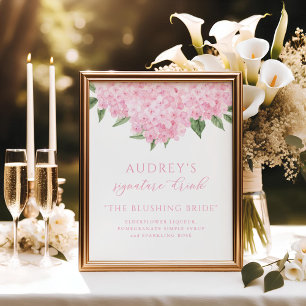 Pink Hydrangea Signature Drink Bar Sign