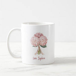 Pink Hydrangea Spring Porcelain Flower Floral Coffee Mug