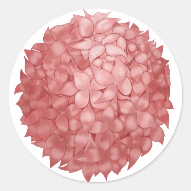 Pink Hydrangea Stikers Classic Round Sticker (Front)