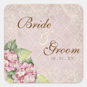 Pink Hydrangea Swirl - Wedding Seal or Sticker