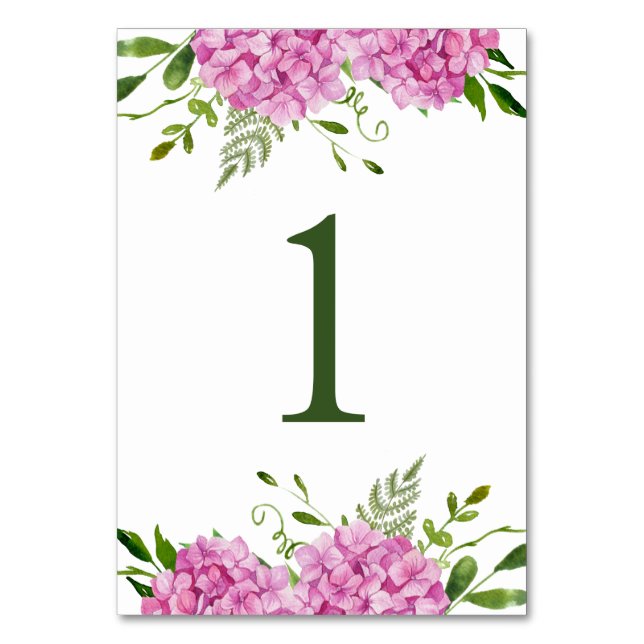 Pink Hydrangea  Table Number (Front)