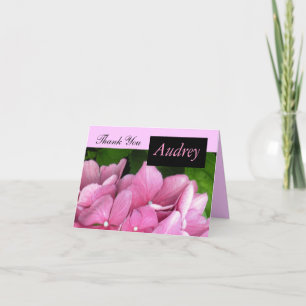 Pink Hydrangea Thank You Card with Name