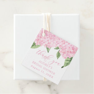 Pink Hydrangea Thank You Customised Bridal Shower Favour Tags