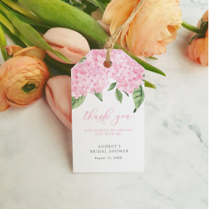 Pink Hydrangea Thank You Customised Bridal Shower Gift Tags