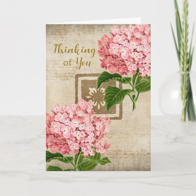 Pink Hydrangea Thinking of You Card (Front)