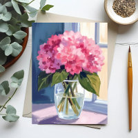 Pink Hydrangea Vase Flower Bouquet Watercolor