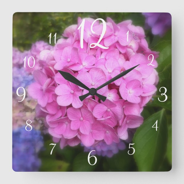 Pink Hydrangea Wall Clock (Front)