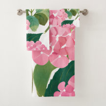 Pink Hydrangea Watercolor Floral Coastal