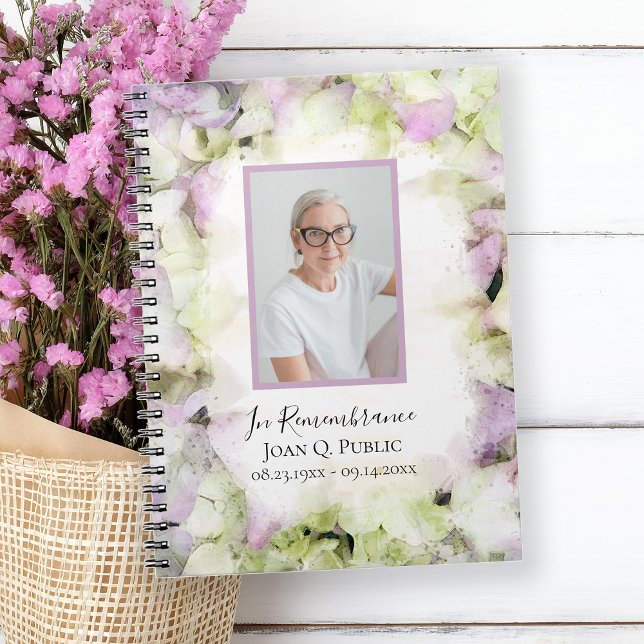 Pink Hydrangea Watercolor Funeral Guest Book (Creator Uploaded)
