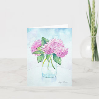 Pink hydrangea watercolor note cards