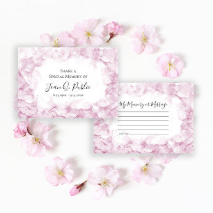 Pink Hydrangea Watercolor Share a Memory Funeral Card