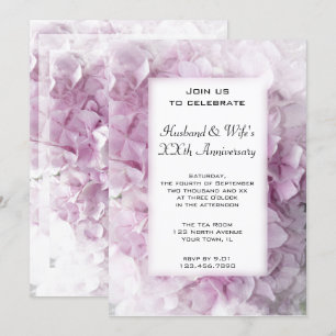 Pink Hydrangea Wedding Anniversary Party Invitation