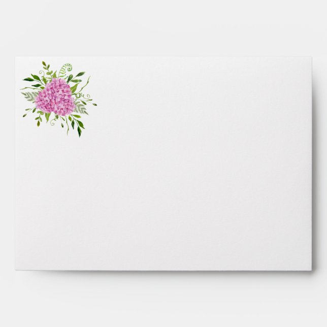 Pink Hydrangea Wedding Envelope (Front)