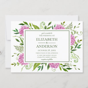 Pink Hydrangea Wedding Invitation