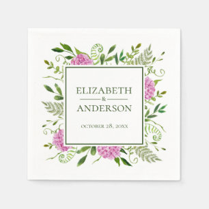 Pink Hydrangea Wedding Napkin