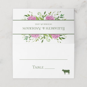 Pink Hydrangea Wedding Place Card